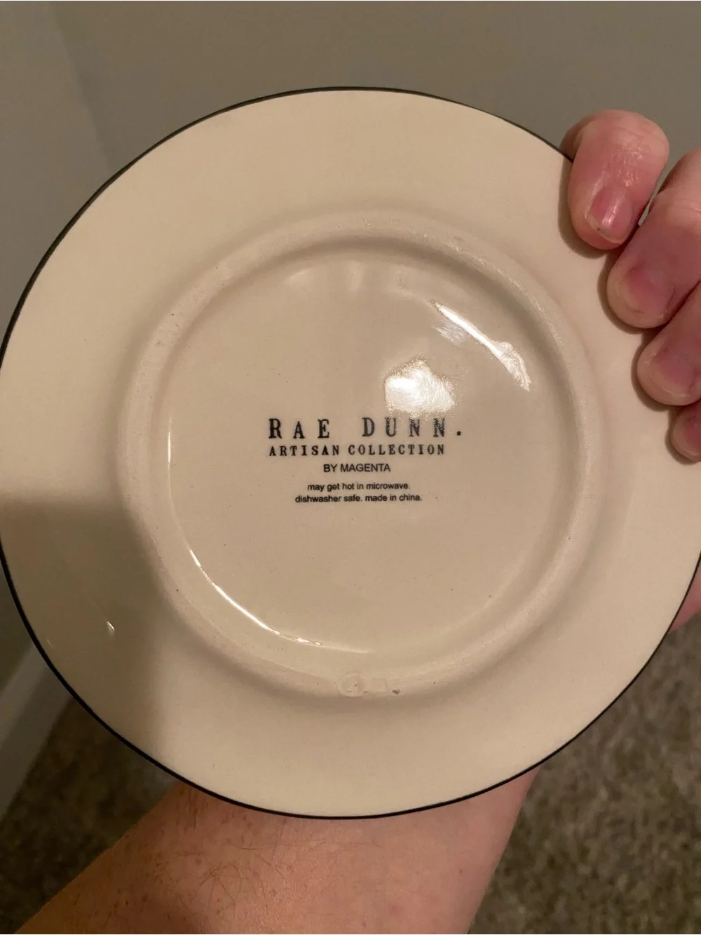 RAE DUNN Set Of 4 Black Polka Dot Accent Snack Plates
